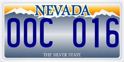 NV license plate 00C016