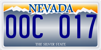 NV license plate 00C017