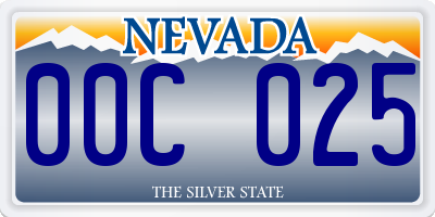 NV license plate 00C025