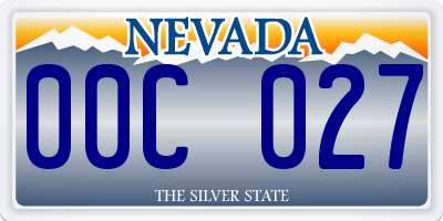 NV license plate 00C027