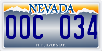 NV license plate 00C034