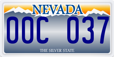 NV license plate 00C037
