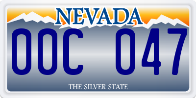 NV license plate 00C047