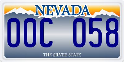 NV license plate 00C058