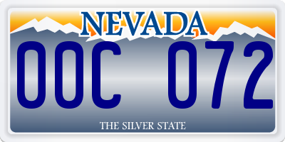 NV license plate 00C072