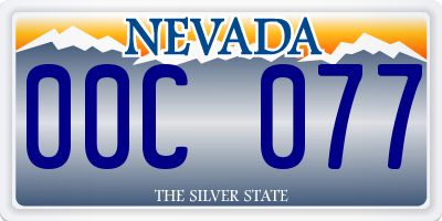 NV license plate 00C077