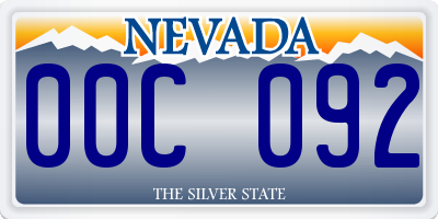 NV license plate 00C092