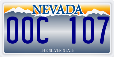 NV license plate 00C107