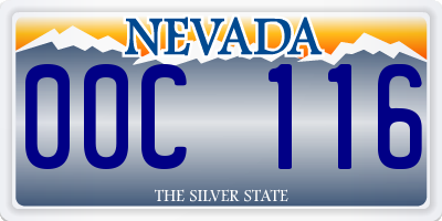 NV license plate 00C116