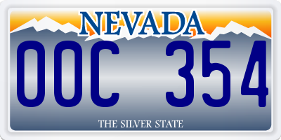 NV license plate 00C354