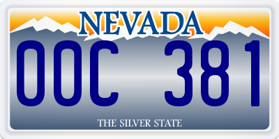 NV license plate 00C381