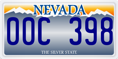 NV license plate 00C398