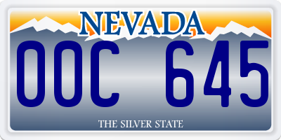 NV license plate 00C645