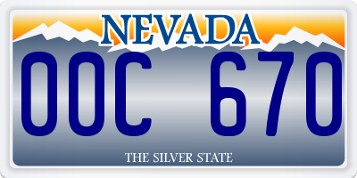 NV license plate 00C670