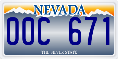NV license plate 00C671