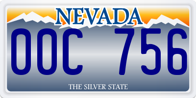NV license plate 00C756