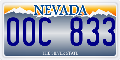 NV license plate 00C833
