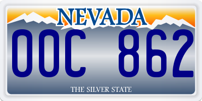 NV license plate 00C862