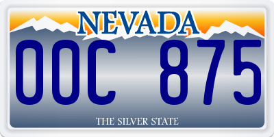 NV license plate 00C875