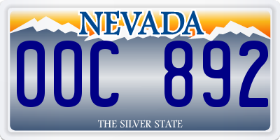 NV license plate 00C892