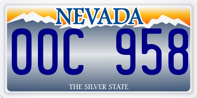 NV license plate 00C958