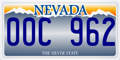 NV license plate 00C962