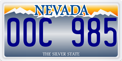 NV license plate 00C985