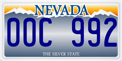 NV license plate 00C992