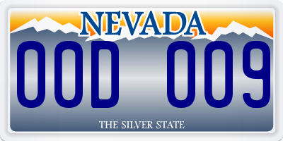 NV license plate 00D009