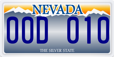 NV license plate 00D010