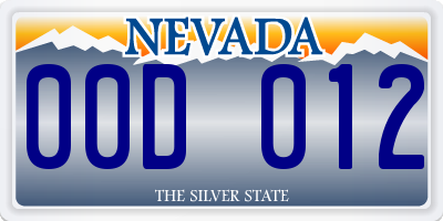 NV license plate 00D012