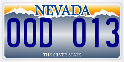 NV license plate 00D013