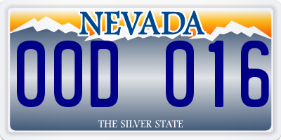 NV license plate 00D016