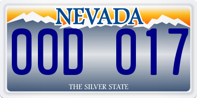 NV license plate 00D017