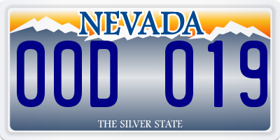 NV license plate 00D019