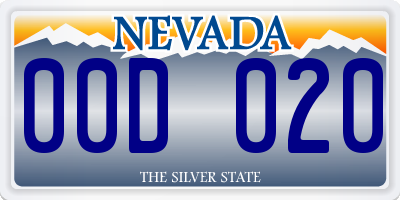 NV license plate 00D020