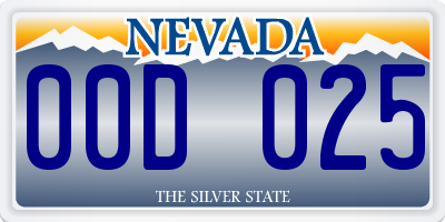 NV license plate 00D025