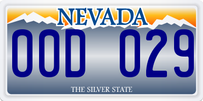 NV license plate 00D029