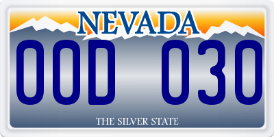 NV license plate 00D030