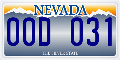 NV license plate 00D031