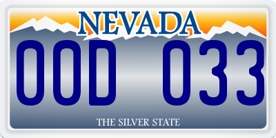 NV license plate 00D033