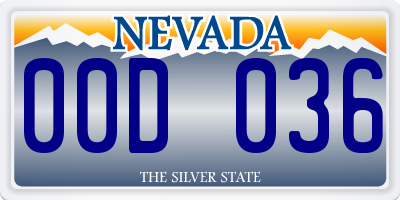 NV license plate 00D036