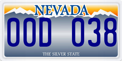 NV license plate 00D038