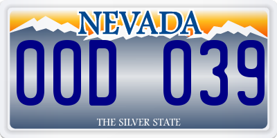 NV license plate 00D039