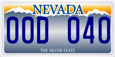 NV license plate 00D040