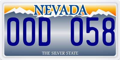 NV license plate 00D058