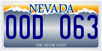 NV license plate 00D063