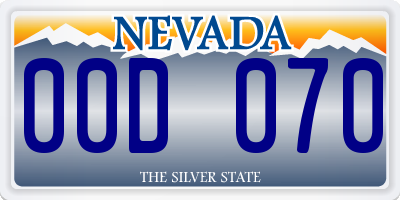 NV license plate 00D070