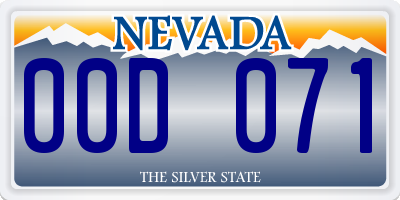 NV license plate 00D071