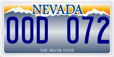 NV license plate 00D072